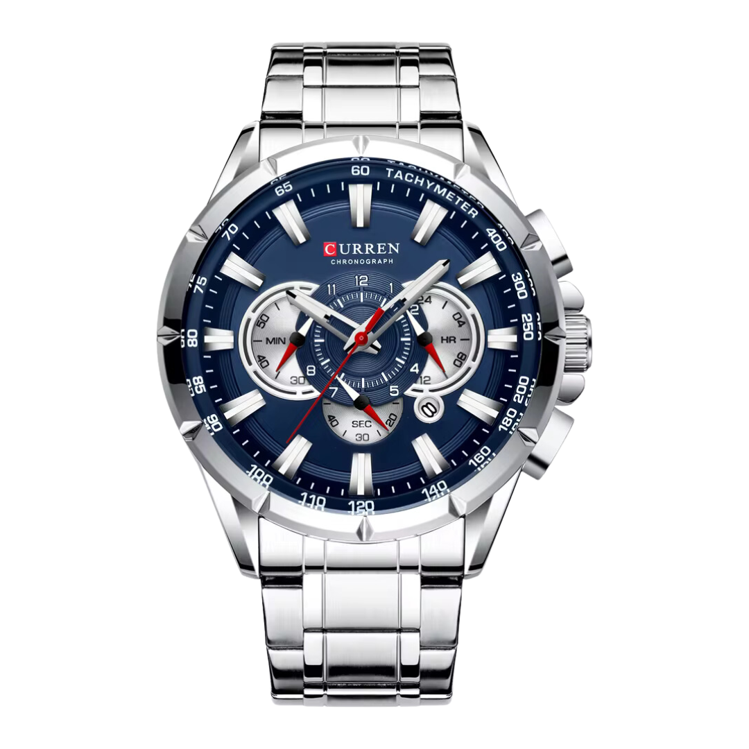 Montre Curren Bleu & Or Chronographe